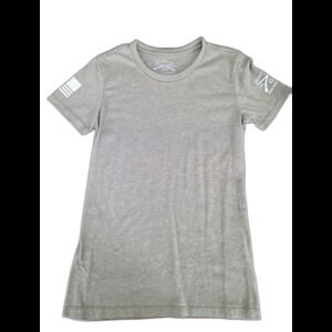 Womens Grunt Style Fitted T Shirt Sz L Green W White Flag